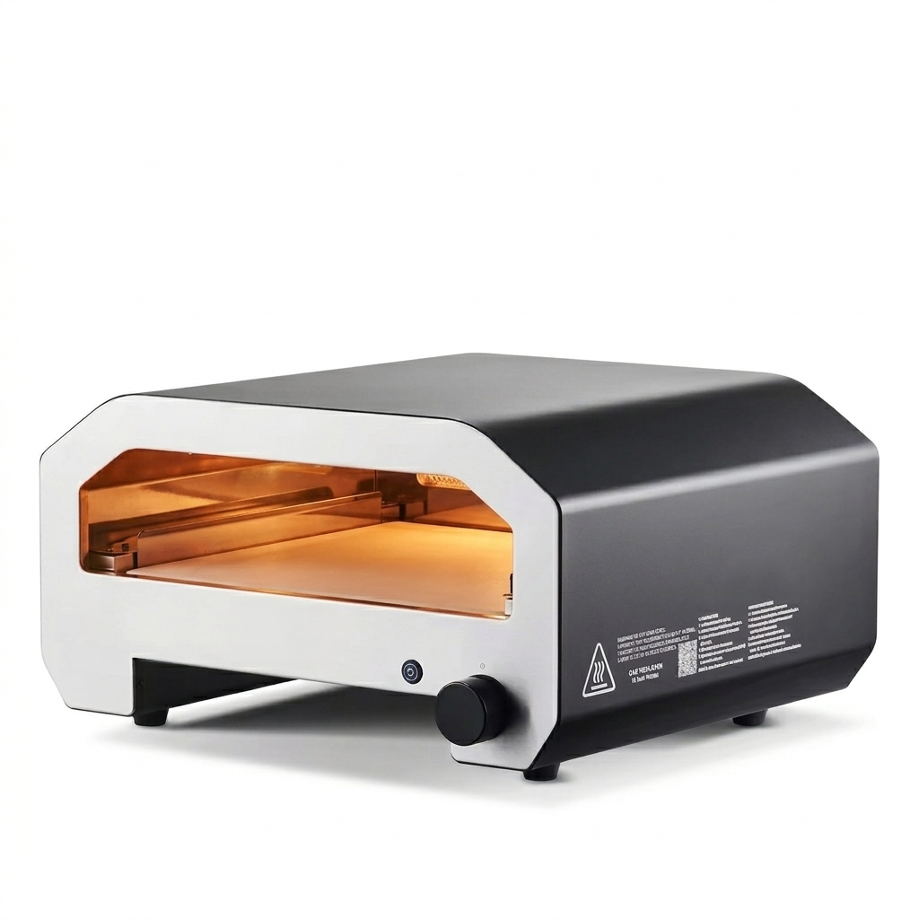 FornoVivo Rotante – Four à Pizza à Gaz Pierre Rotative 360° Compact Noir Mat et Inox