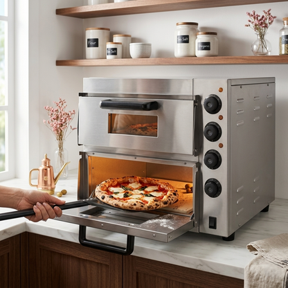 FornoVivo Doppio – Four à Pizza Électrique Double Chambre 16 Pouces Pierre Réfractaire Inox