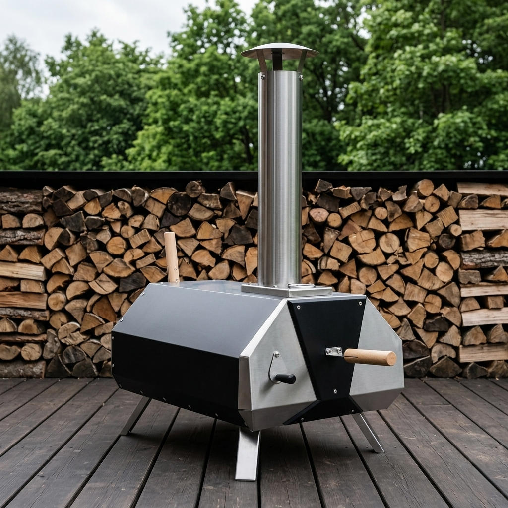 FornoVivo Natura Noir – Four à Pizza à Granulés de Bois 12 Pouces Pierre Réfractaire Portable Inox