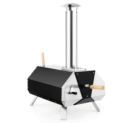 FornoVivo Natura Noir – Four à Pizza à Granulés de Bois 12 Pouces Pierre Réfractaire Portable Inox