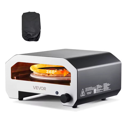 FornoVivo Rotante – Four à Pizza à Gaz Pierre Rotative 360° Compact Noir Mat et Inox